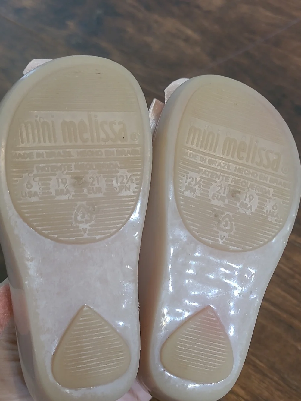 Mini Melissa Cream Jelly Mary Jane Shoes with Pink Bows 6c